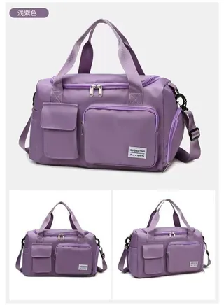 Duffel bag for sports and travel, large handbag with shoe pocket, large size for the weekend, mauve 