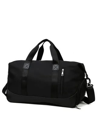 A waterproof sports duffel bag with a modern shoulder design, suitable for the gym, with a place for shoes, black 