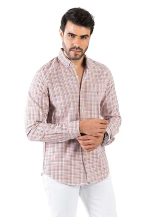 Men's Shirt- cotton - Beige - Multicolor 