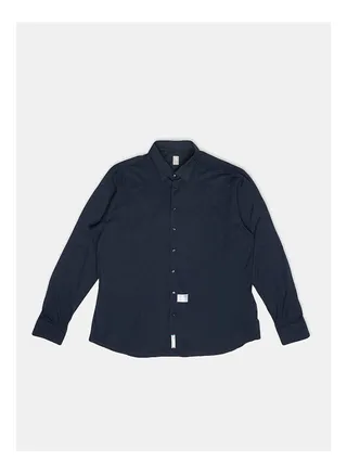 Collared Neck Long Sleeve Plain/Basic Shirt 