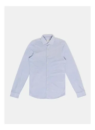 Collared Neck Long Sleeve Stripes Shirt 