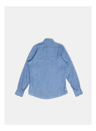 Collared Neck Long Sleeve Plain/Basic Shirt 