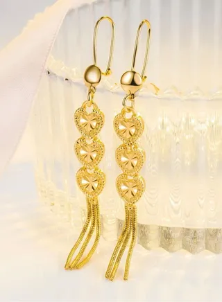 Elegant 21k Gold Plated Drop Earrings For Women 
