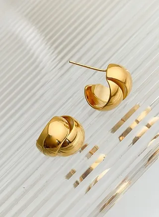 Big clearance sale,Niche Design Glossy Overlapping Irregular Half Circle Earrings, Minimalist Style Small Stud Earrings 