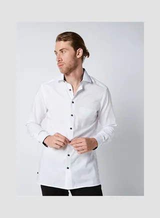 Plain Basic Collared Neck Shirt White 