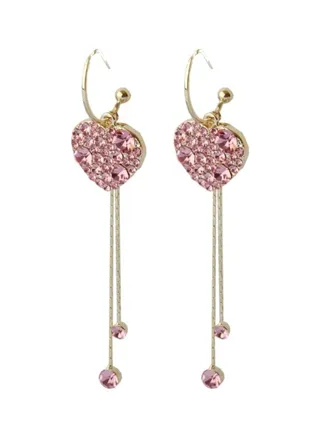 925 Sterling Silver Inlaid Rhinestone Studded Dangle Earrings 