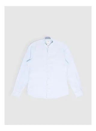 Collared Neck Long Sleeve Plain/Basic Shirt 