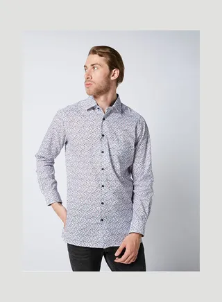 Casual Floral Long Sleeve Shirt Blue-Red 