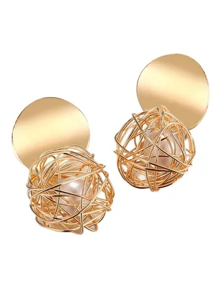 Alloy Pearl Dangle Earrings 