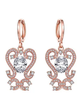 Rose Gold Plated Zircon Studded Earrings 