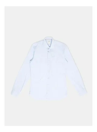 Collared Neck Long Sleeve Plain/Basic Shirt 