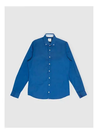 Collared Neck Long Sleeve Plain/Basic Shirt 