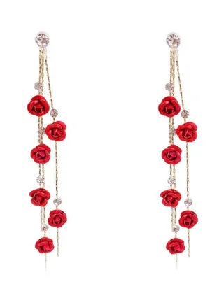 Rose Design Dangle Earrings 