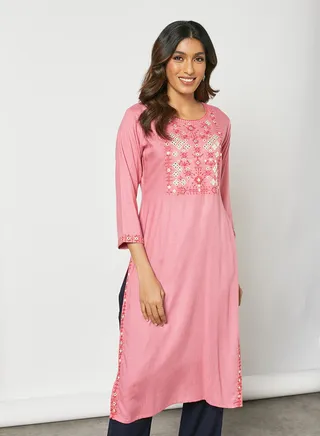 Fancy Handwork Kurti Pink 