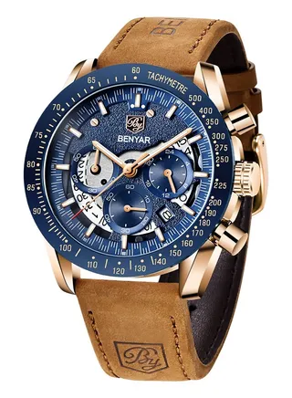 Watches for Men Quartz Watch Leather Waterproof Chronograph Watch 5120 