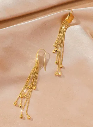 Elegant 21k Gold Plated Drop Earrings For Women 