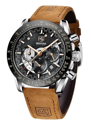 Watches for Men Quartz Watch Leather Waterproof Chronograph Watch 5120 