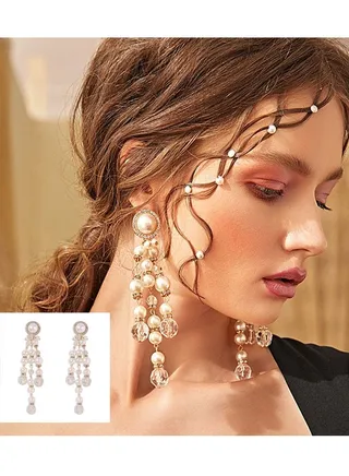 Boho Pearl Ear Jacket Earrings Round Pearl Stud Earrings Vintage Pearl Front Back Earrings White Pearl Stud Earrings Jewelry for Women and Girls 