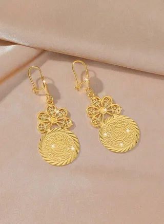 Elegant 21k Gold Plated Drop Earrings For Women 