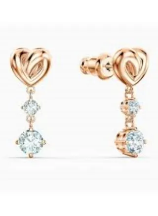Swarovski Lifelong Heart Pierced Drop Earrings Gold Plated 