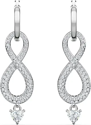 Women's Swa Infinity Earrings Silver Rhodium Plated 