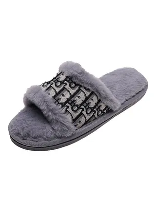 Printed Bedroom Slippers Grey 