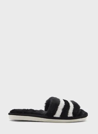 Double Stripe Furry Bedroom Slipper