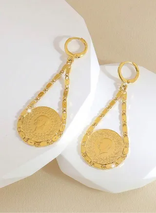 Elegant 21k Gold Plated Drop Earrings For Women 
