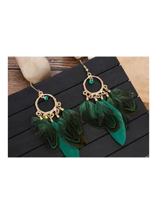 925 Sterling Silver Feather Detail Dangle Earrings 