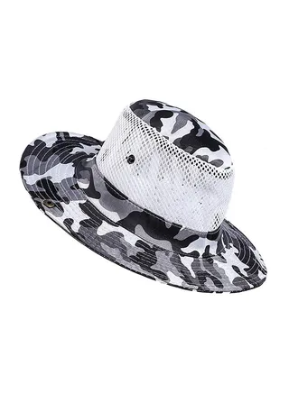 Camouflage Patterned Sun Protection Mountaineering Hat White/Black 