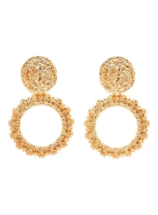 Rough Textured Round Dangle Earrings 
