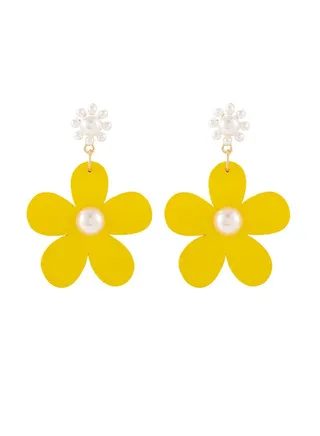 Alloy Flower Design Imitation Pearl Earrings 