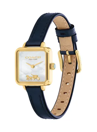 Women's Analog Square Shape Leather Wrist Watch 14504228 - 22 Mm 