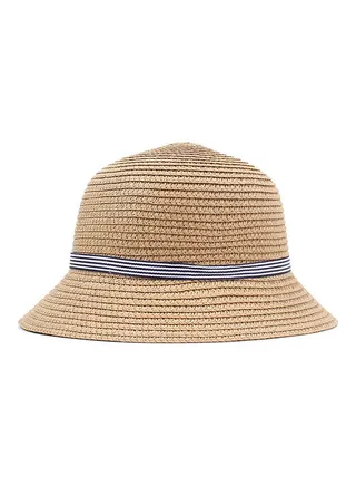 Striped Summer Floppy Beach Vacation Hat Light Coffee 