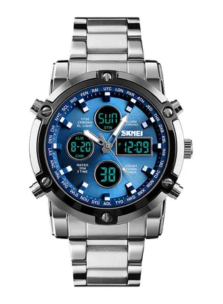 Men's Stainless Steel Digital/Analog Watch J41Sbl - 48 mm - Silver 