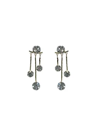Golden Fashion Long Tassel Crystal Earrings 