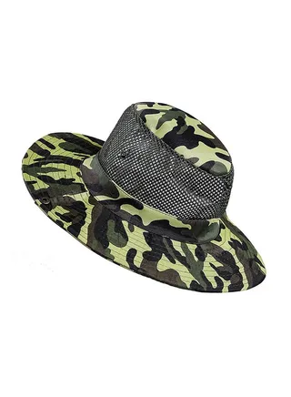 Camouflage Patterned Sun Protection Mountaineering Hat Green/Black 