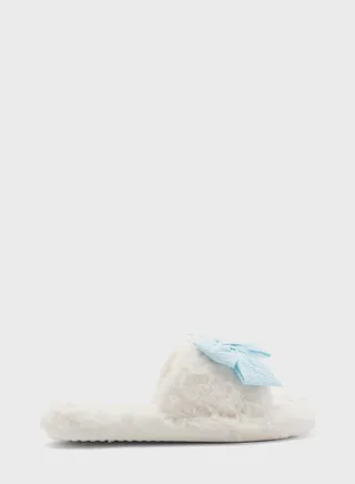 Fluffy Bedroom Slipper With Bow 