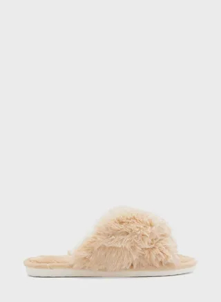 Fluffy Crossover Ladies Slipper 