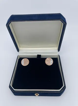 Stainless Steel 18K Gold Plated Non fading Round Two Tone Rhinestone Earrings 