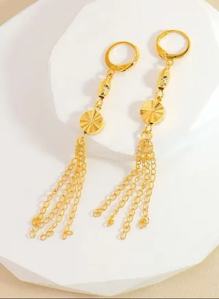 Elegant 21k Gold Plated Drop Earrings For Women 