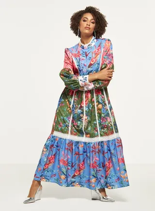 2Xtremz All-Over Floral Print High Neck Maxi Dress 
