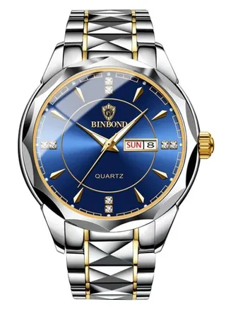 Men's Waterproof Fine Steel Quartz Watch - Blue 