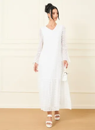 Swiss Dobby A-Line Maxi Dress
