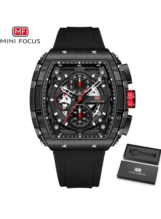 Watches For Men Luminous Water Resistant Sports Watch With Silicone Strap - Black 