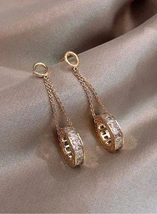 Elegant Gold Plated Cubic Zircon Earrings 