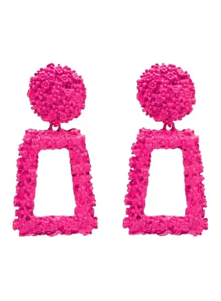 Rough Textured Geometric Design Dangle Earrings 