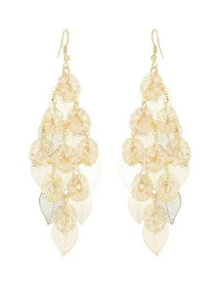 Gold Dangling Earrings Drop Dangle Earrings Leaf Earrings Lightweight Leaf Earrings Hoop Earrings Vintage Statement Boho Bohemian Earrings Set for Women Girls Jewelry Gift 
