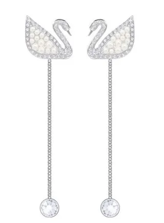 Swan Crystal Rhodium Plated Earrings Pendant 