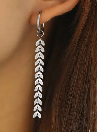 Elegant Women's Stainless Steel Silver Plated Earrings 